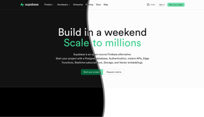 Screenshot of the Supabase site showing half in a dark theme with a dark gray background and half in a light theme with an off-white background