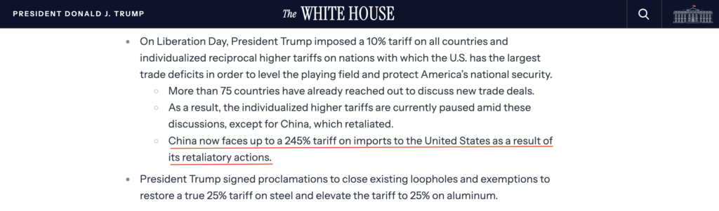 Trump -Administration ramps China -Tariffer to 254%